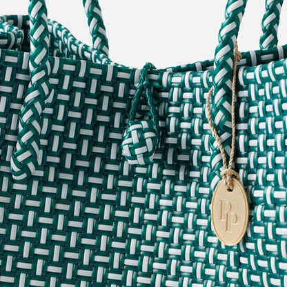 Izmir Large Shopper Bag in Green/White