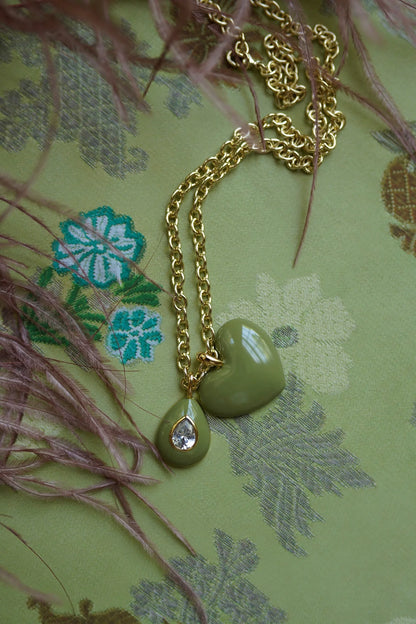 Sage Enamel Teardrop Bezel Charm