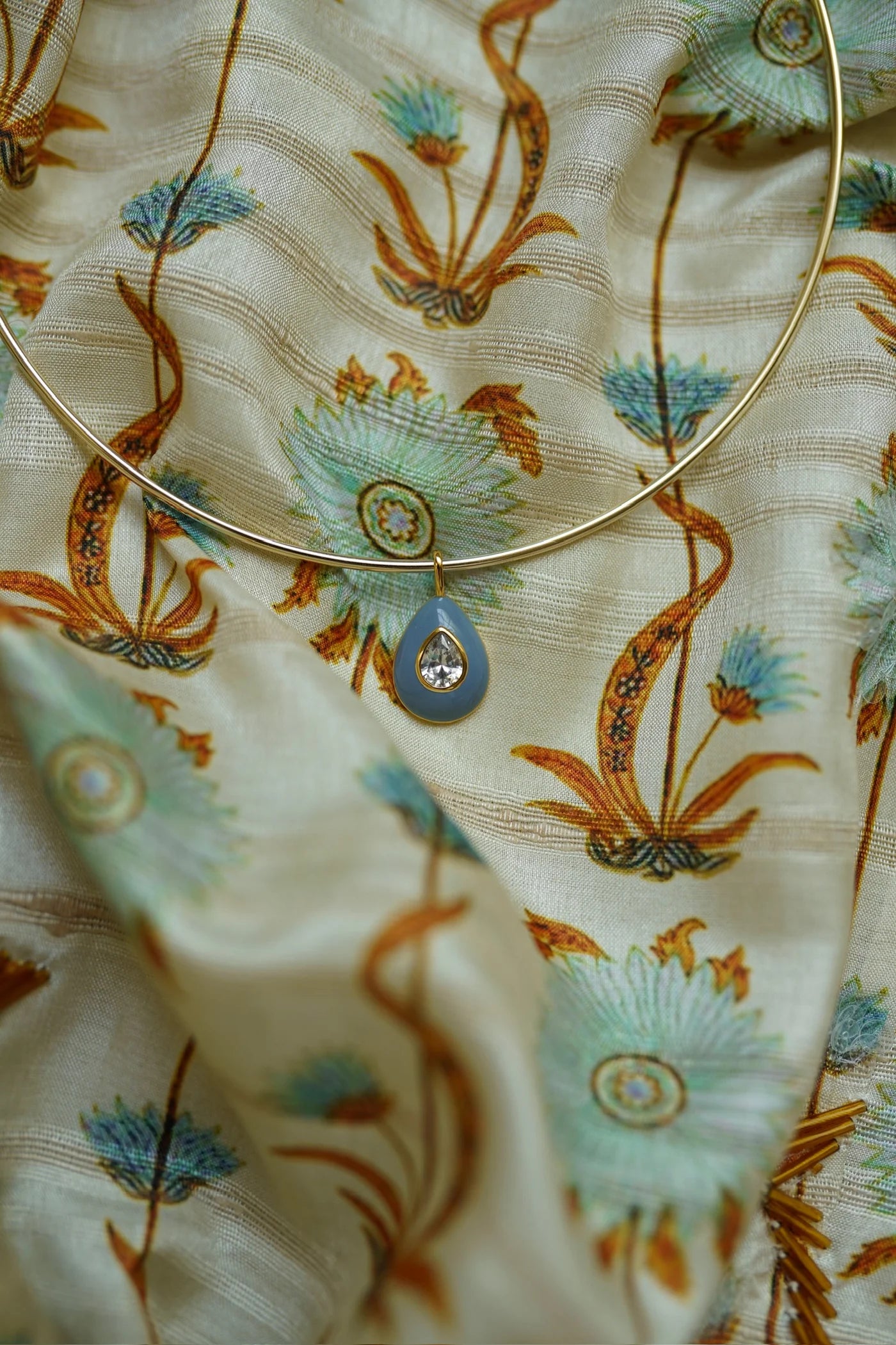 Parisian Blue Enamel Teardrop Bezel Charm