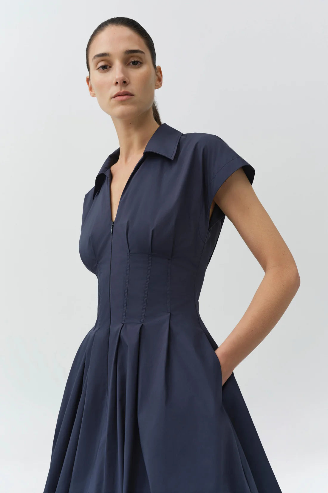 Lirinne Cotton Bubble Mini Dress in Midnight