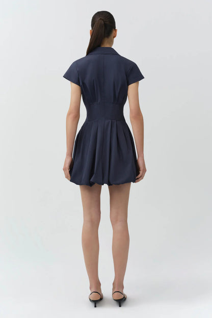 Lirinne Cotton Bubble Mini Dress in Midnight