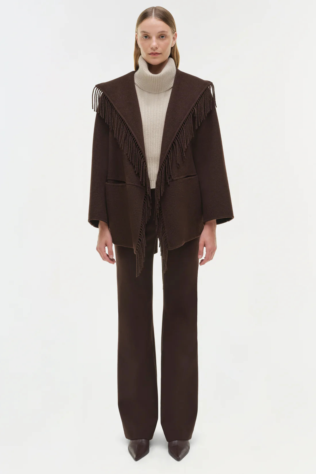 Rowen Fringe Jacket in Chocolate