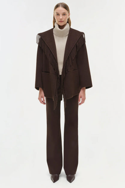 Rowen Fringe Jacket in Chocolate