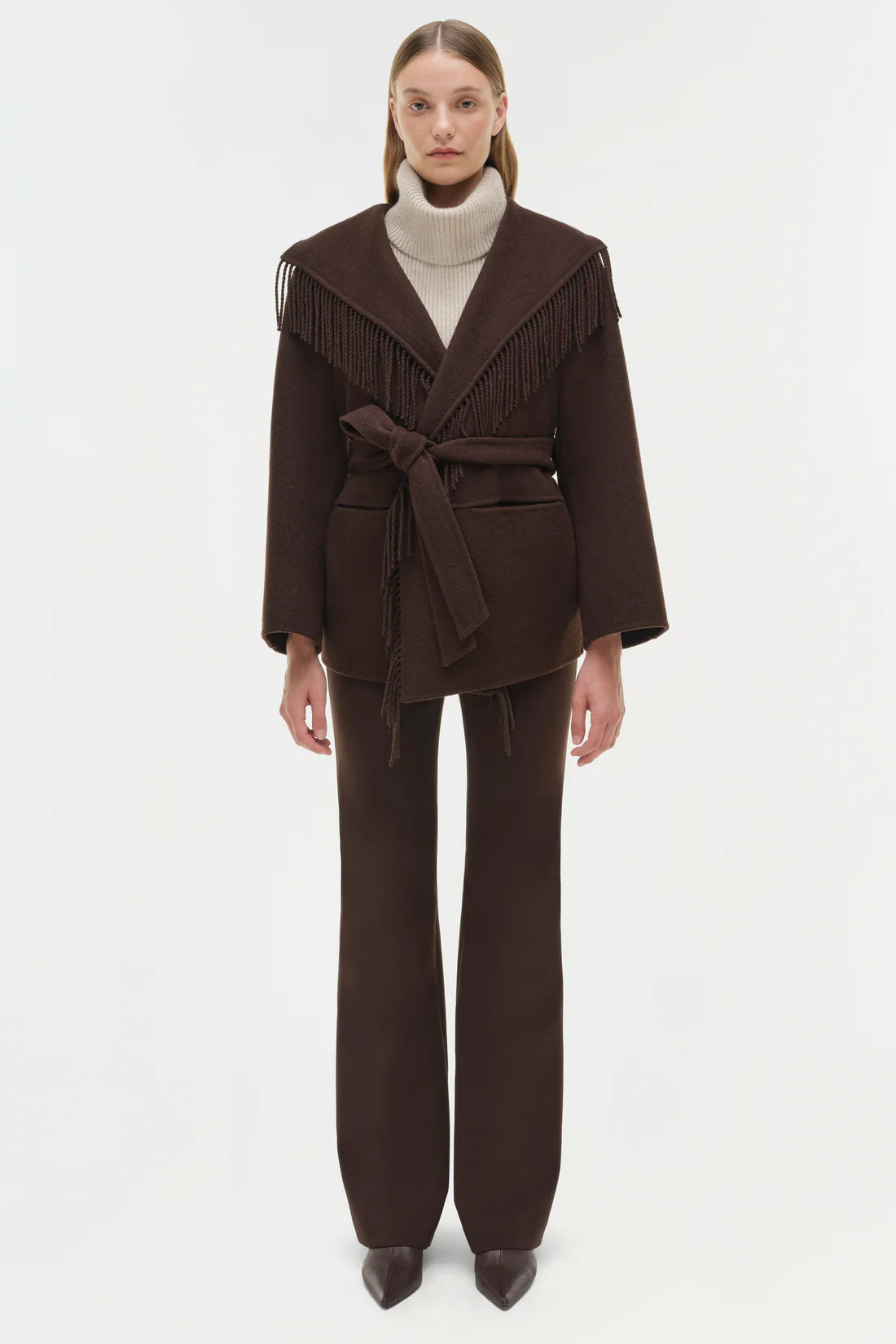Rowen Fringe Jacket in Chocolate