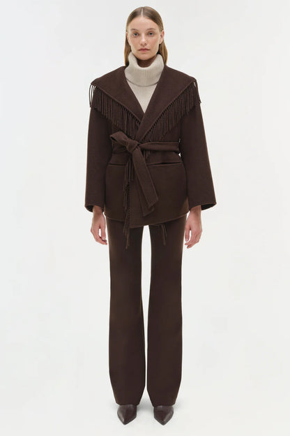 Rowen Fringe Jacket in Chocolate