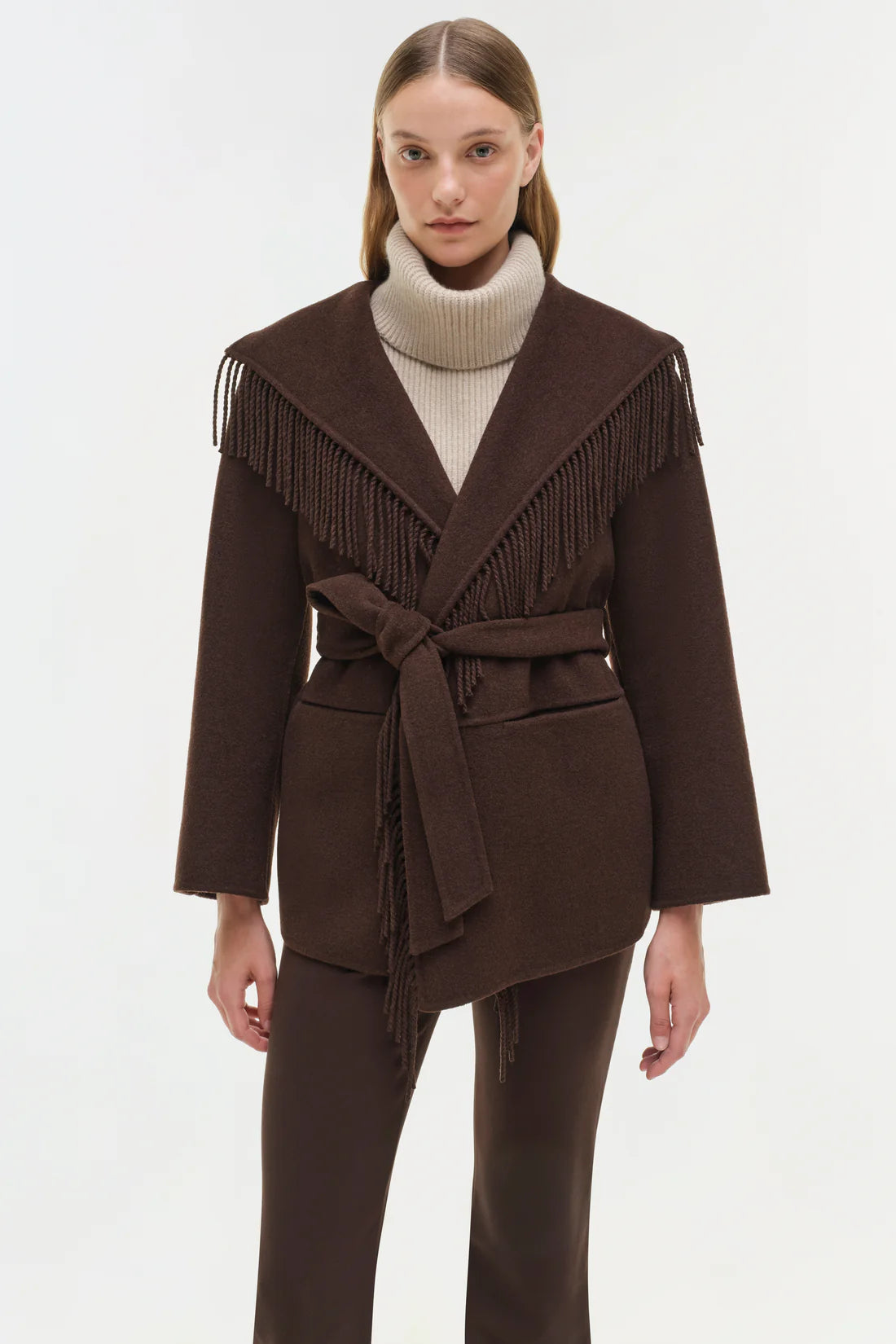 Rowen Fringe Jacket in Chocolate