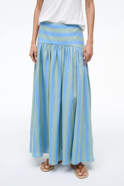 Procida Linen Skirt in Seaport Stripe