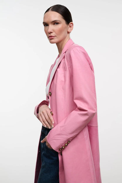 Wyatt Leather Coat in Wild Rose