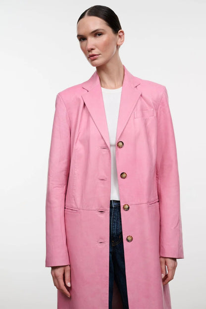 Wyatt Leather Coat in Wild Rose
