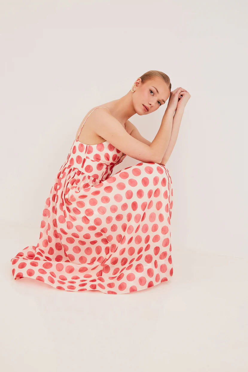 Pero Midi Dress in Celeste Spot Pink
