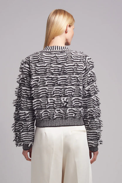 Luella Stripe Cardi in Ivory/Black Stripe