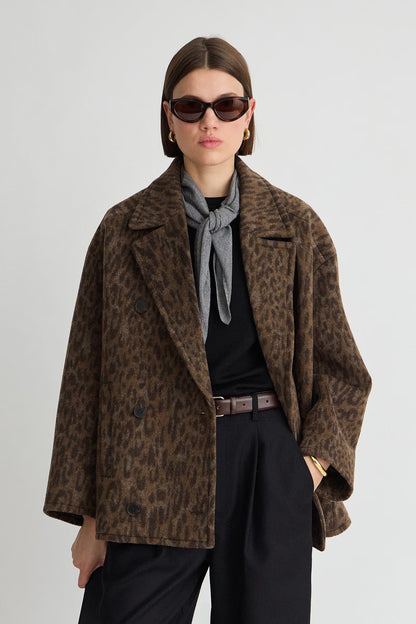 Downtown Peacoat in Leopard