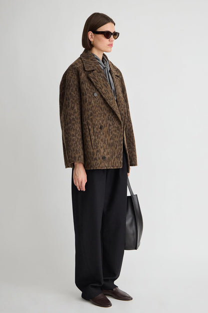 Downtown Peacoat in Leopard