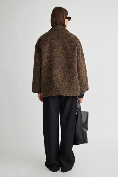 Downtown Peacoat in Leopard