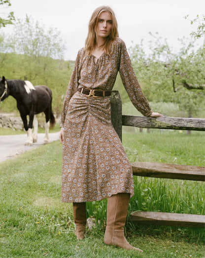 Limani Floral Midi Skirt in Acorn Multi