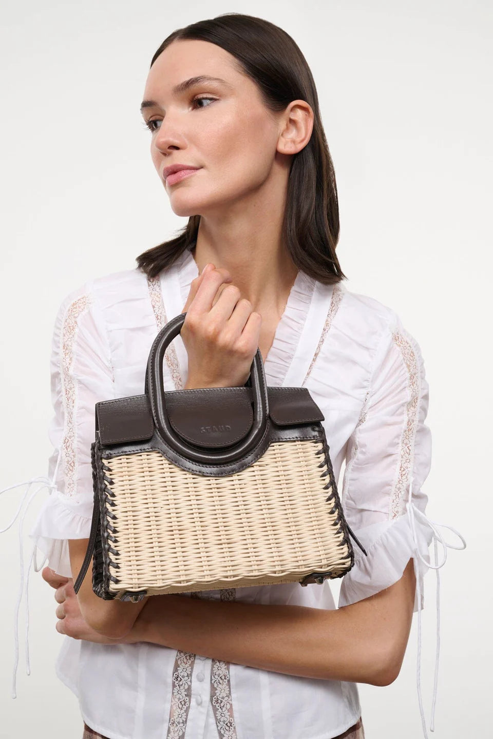 Maude Mini Wicker Carryall in Espresso