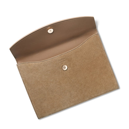 Suede Envelope Clutch in Sand