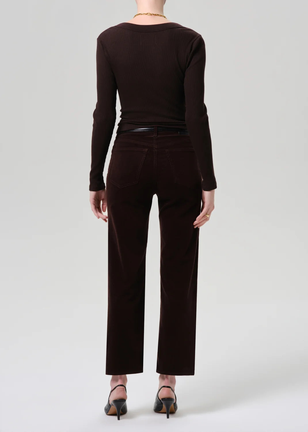 Palma Straight Long Stretch Corduroy in Barrister
