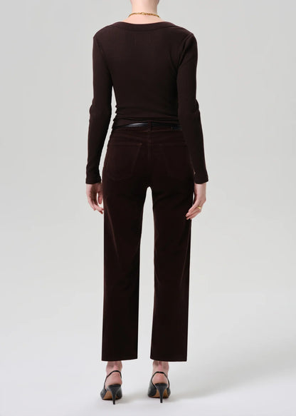 Palma Straight Long Stretch Corduroy in Barrister