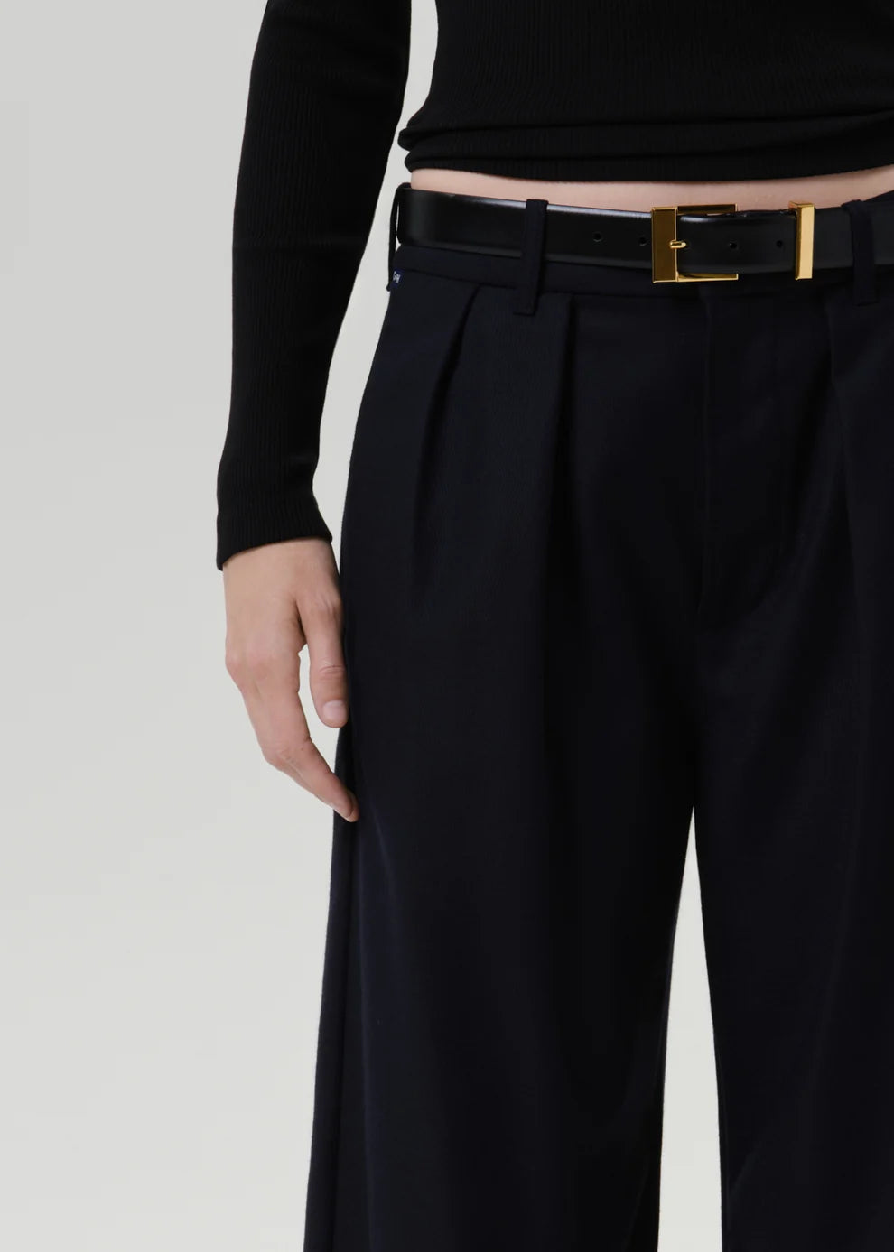 Ines Italian Virgin Wool Trouser In Navy
