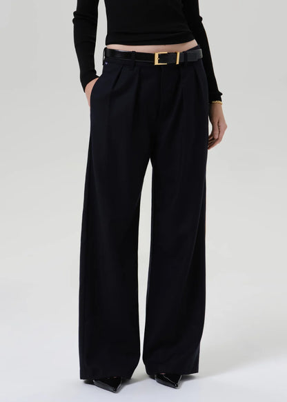 Ines Italian Virgin Wool Trouser In Navy