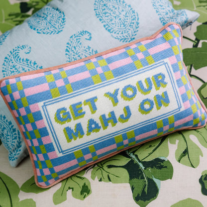 Get Your Mahj On Needlepoint Pillow