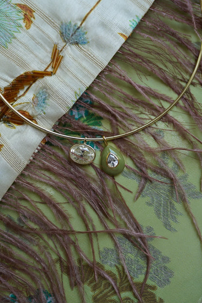 Sage Enamel Teardrop Bezel Charm