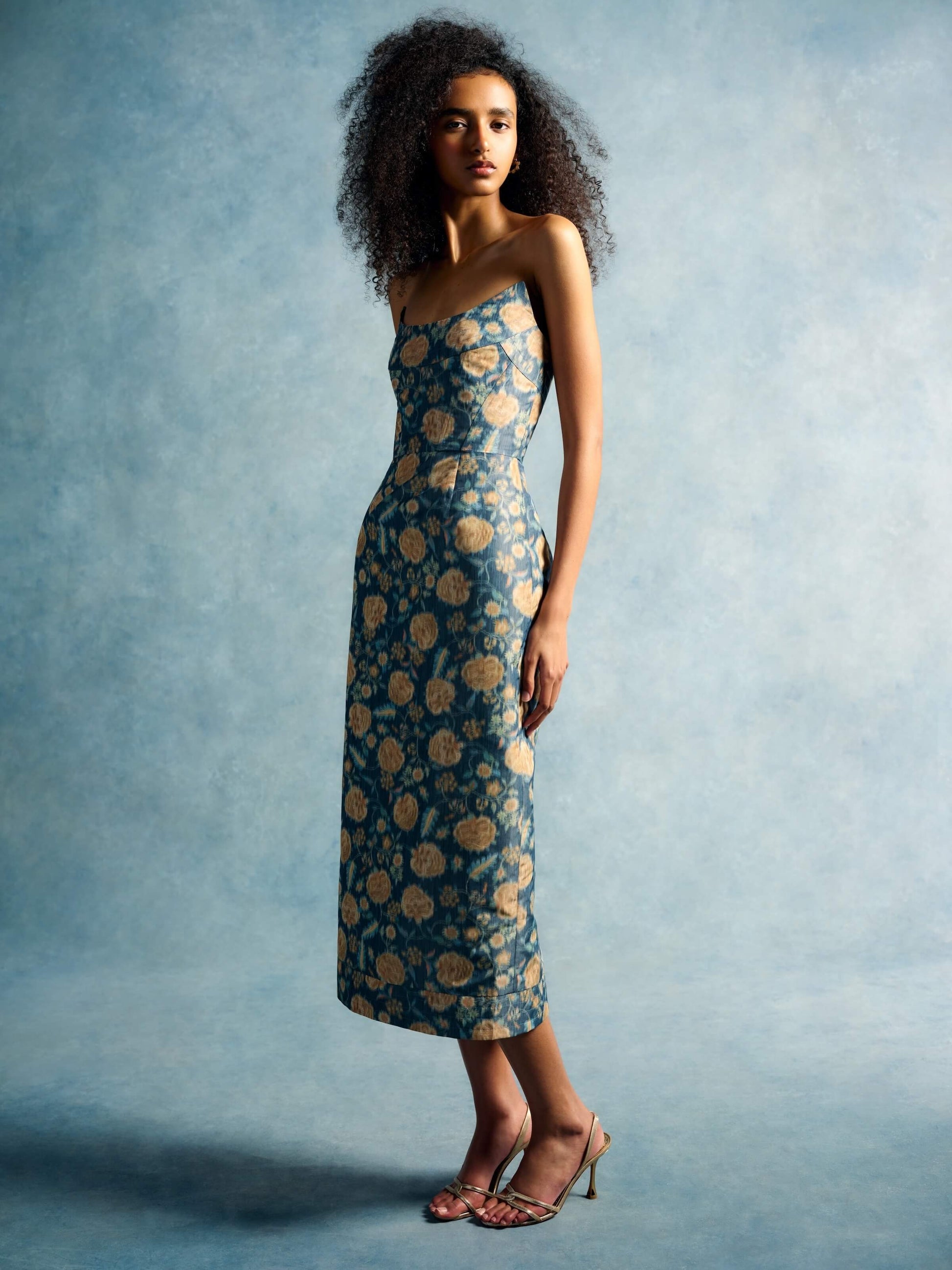 Cypress Dusk Marigold Ikat Midi Dress