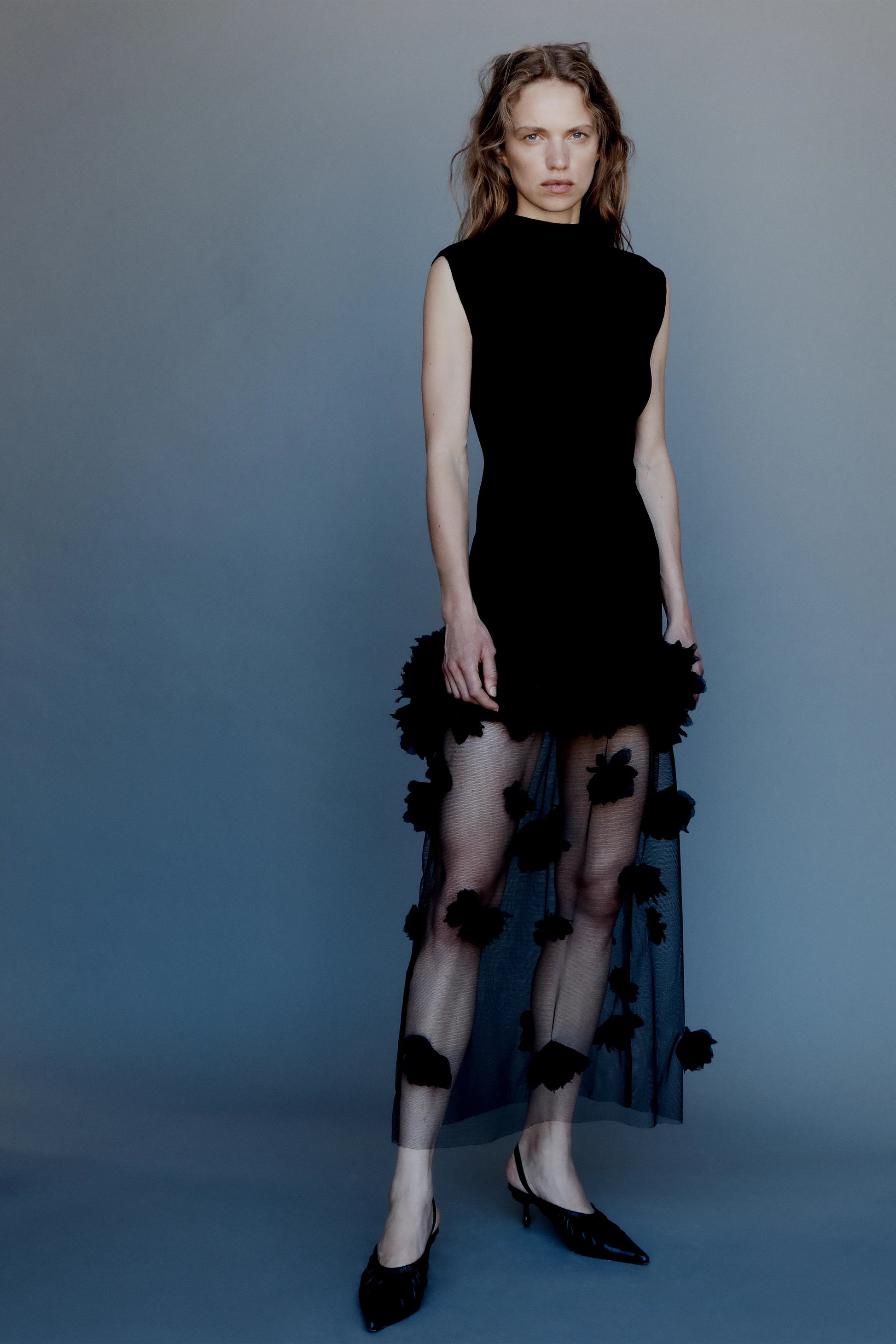Fleura Knit Midi Dress in Black