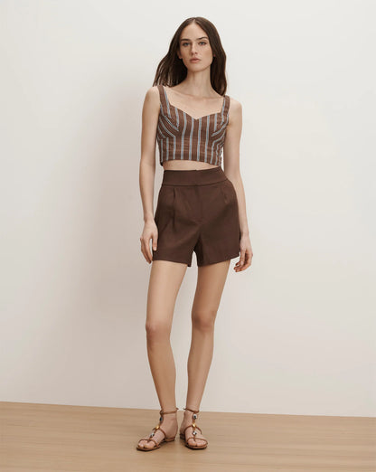 Haina Pleated Short in Dark Mocha