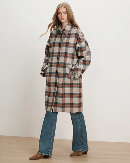Laurent Removable-Collar Dickey Coat in Heather Grey Multi