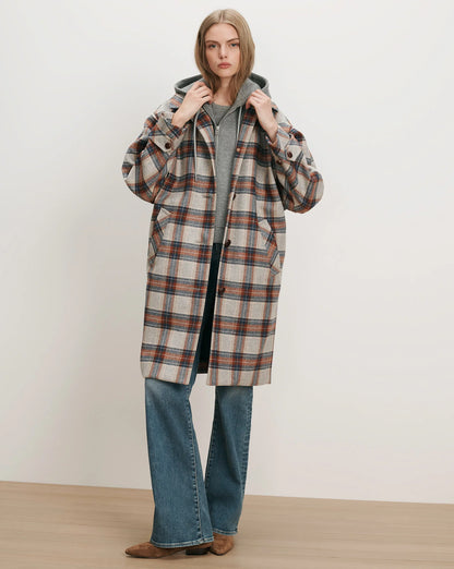 Laurent Removable-Collar Dickey Coat in Heather Grey Multi