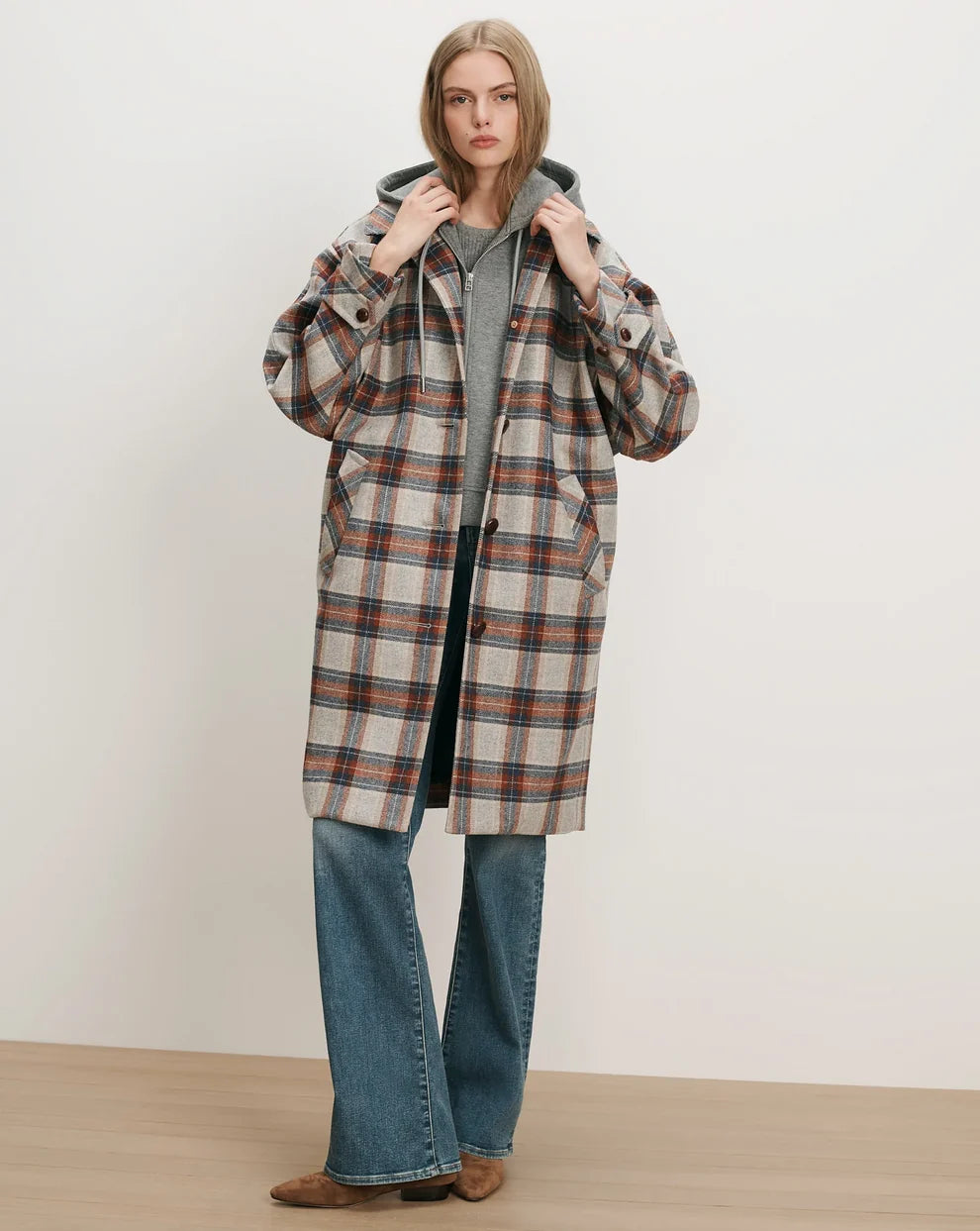 TS Laurent Dickey Coat in Heather Grey Multi