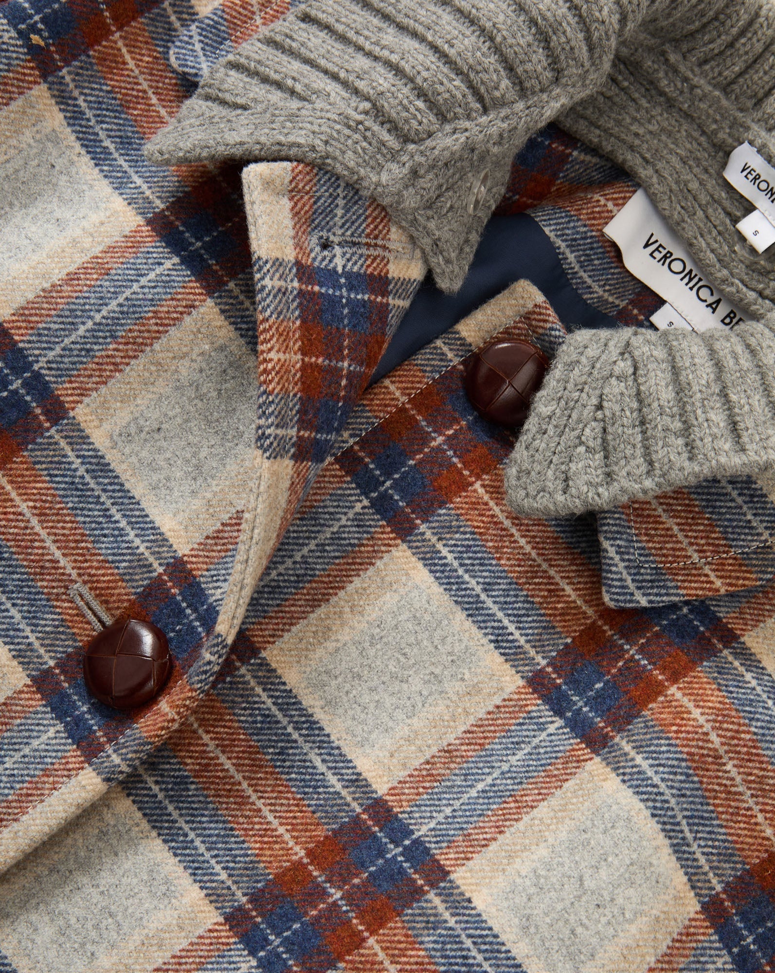 Laurent Removable-Collar Dickey Coat in Heather Grey Multi