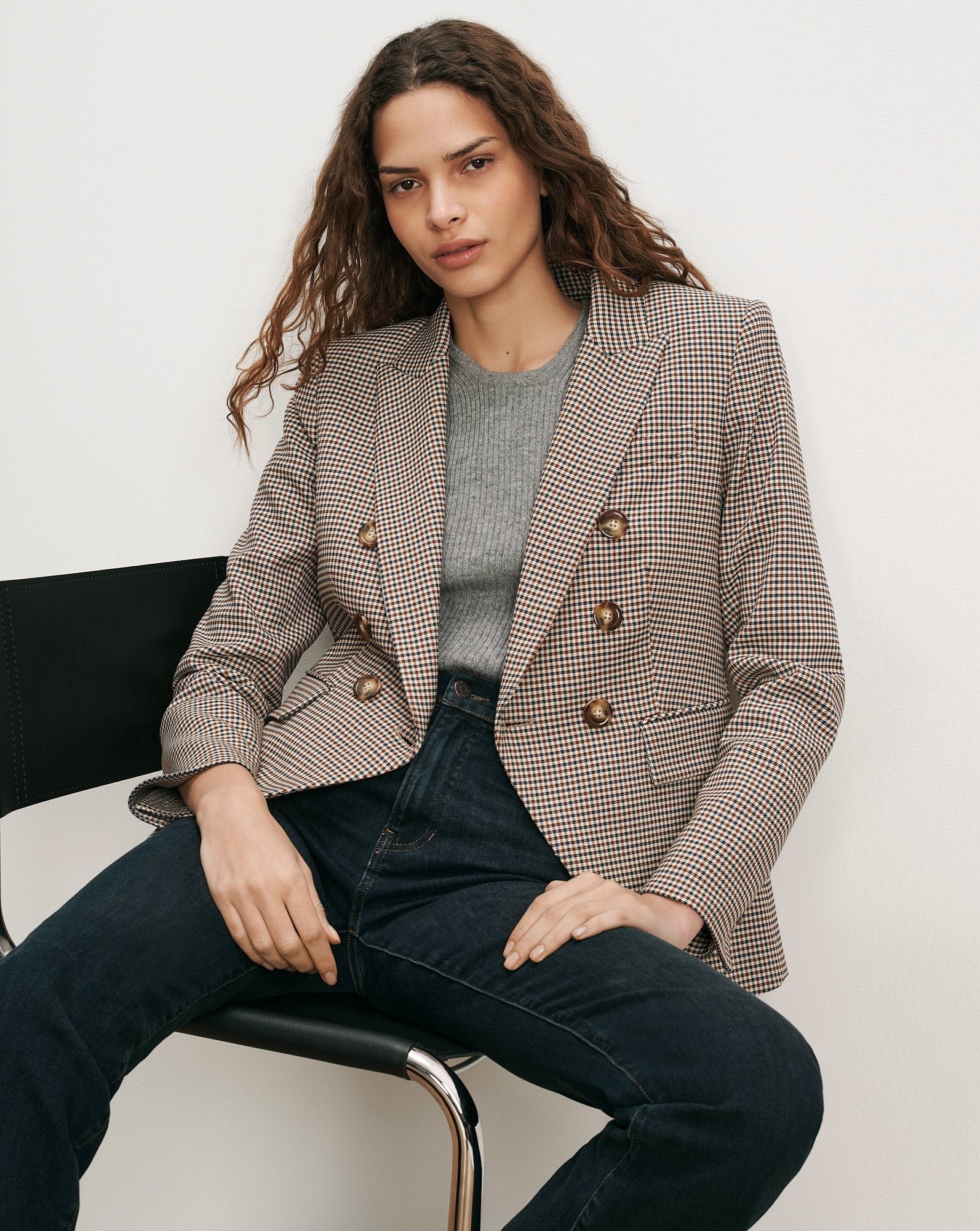 Miller Houndstooth Dickey Jacket in Rust/Navy Multi