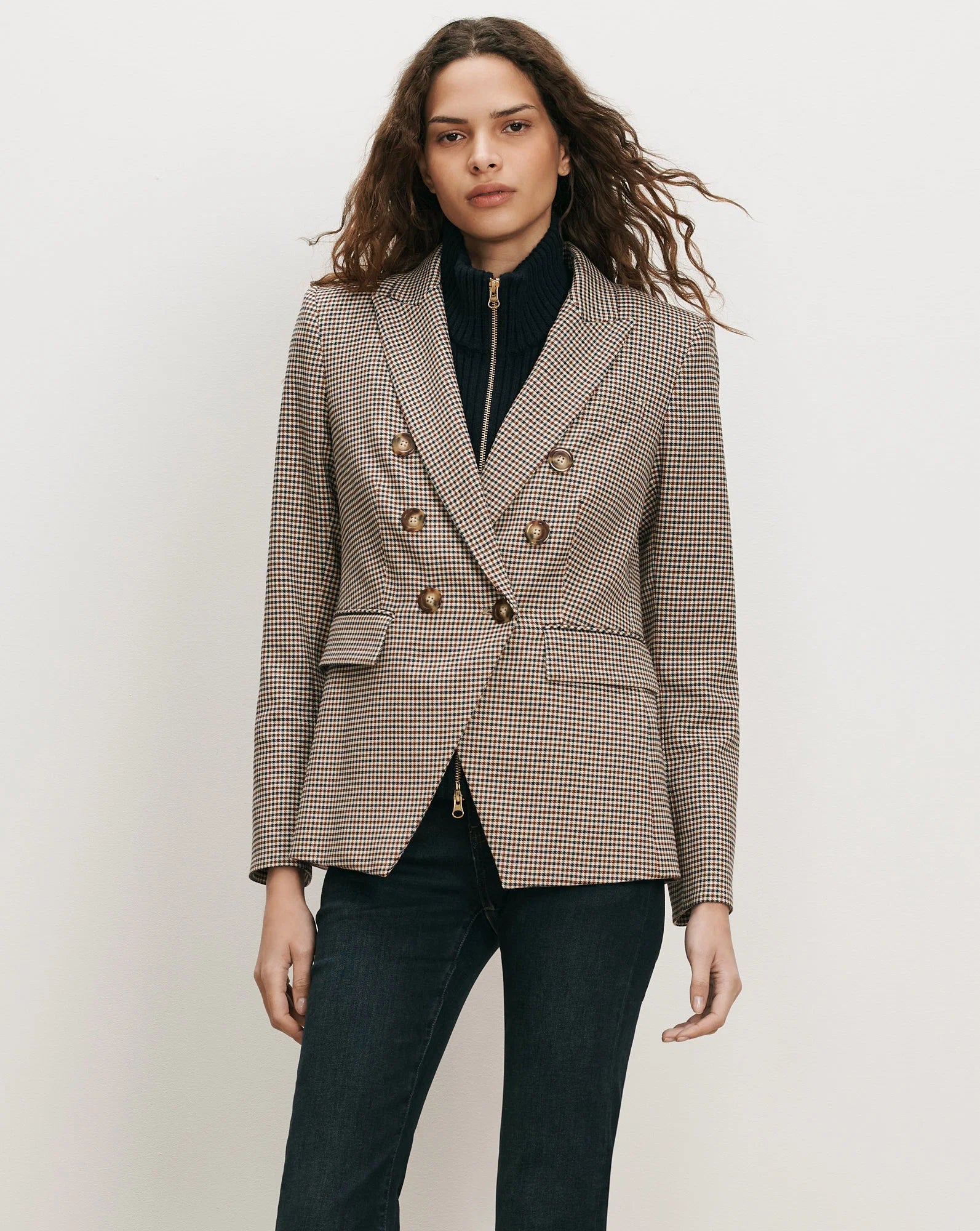 Miller Houndstooth Dickey Jacket in Rust/Navy Multi
