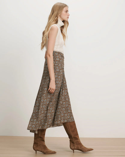Limani Floral Midi Skirt in Acorn Multi