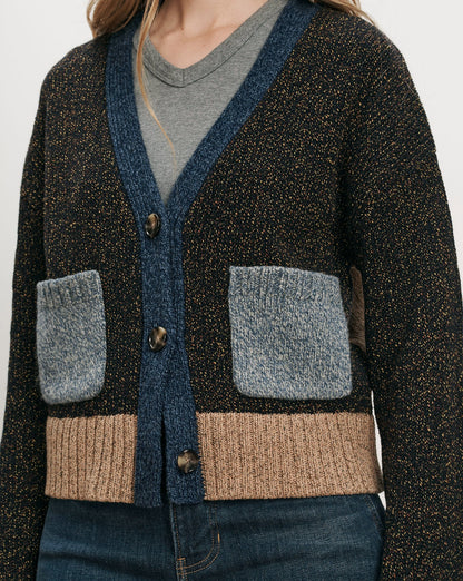 Josiane Color-Block Cardigan in Heritage Navy Multi
