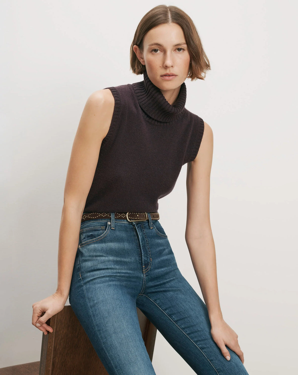 Mazzy Cashmere Shell in Dark Eggplant