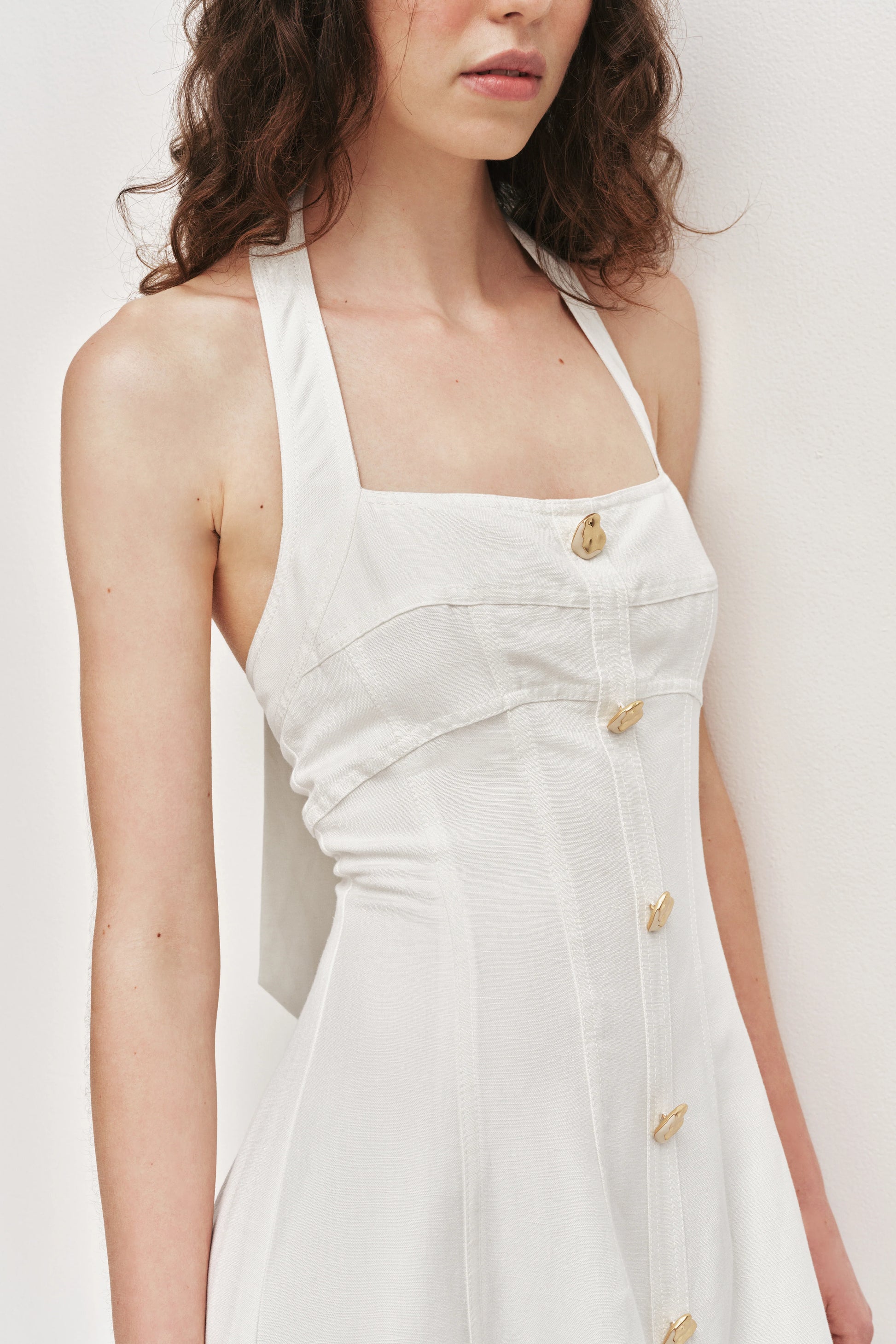 Monroe Halter Midi Dress in Ivory