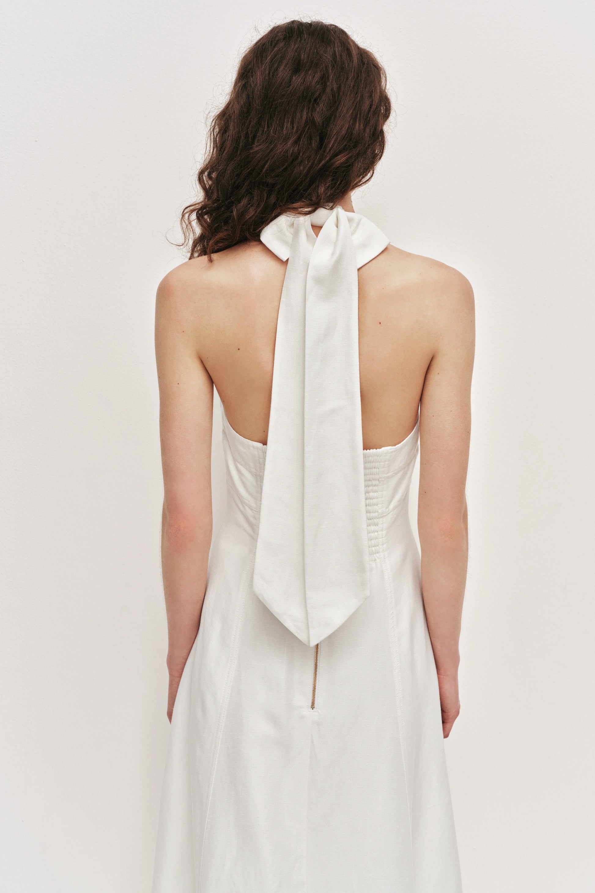 Monroe Halter Midi Dress in Ivory