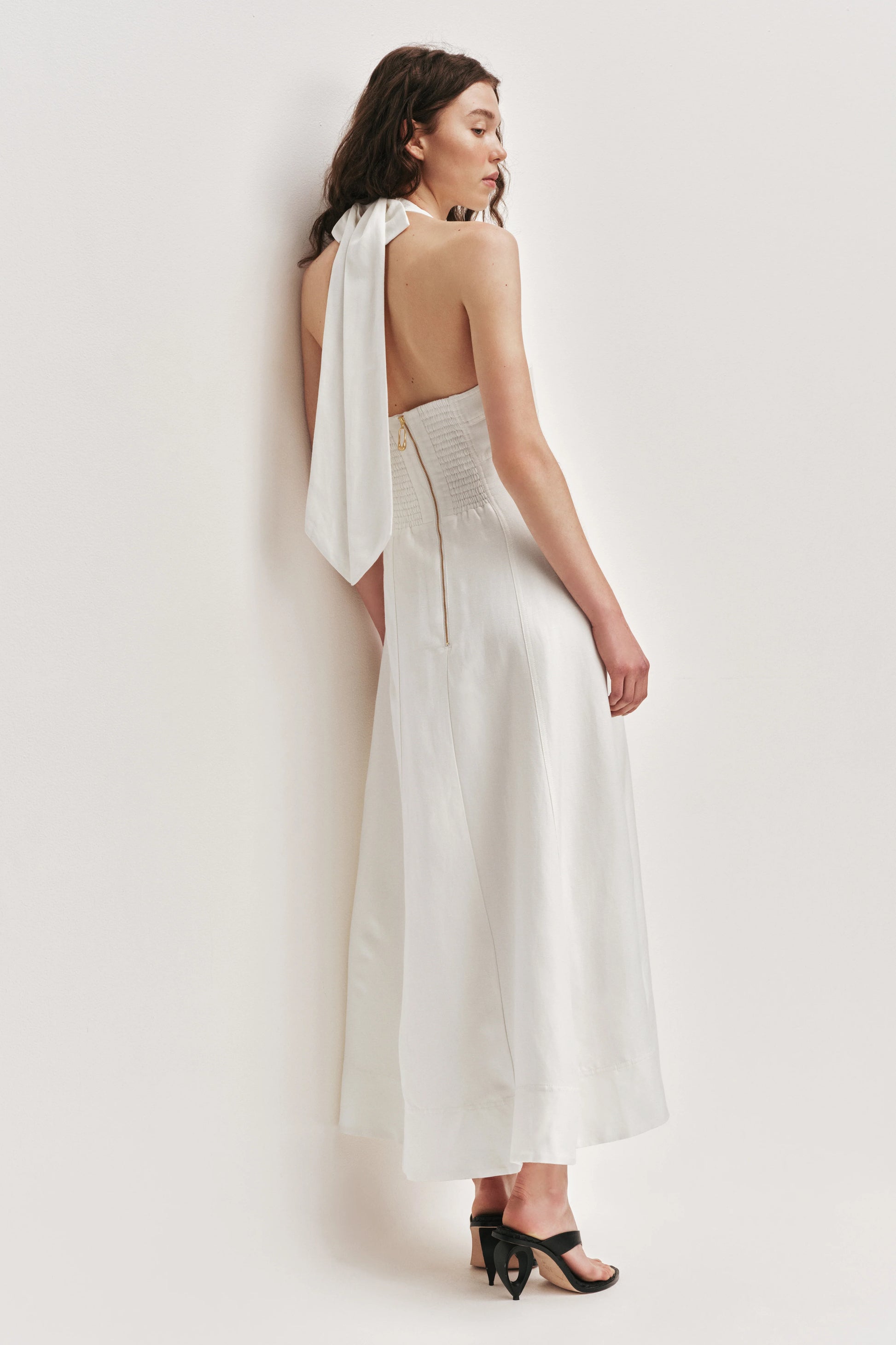Monroe Halter Midi Dress in Ivory