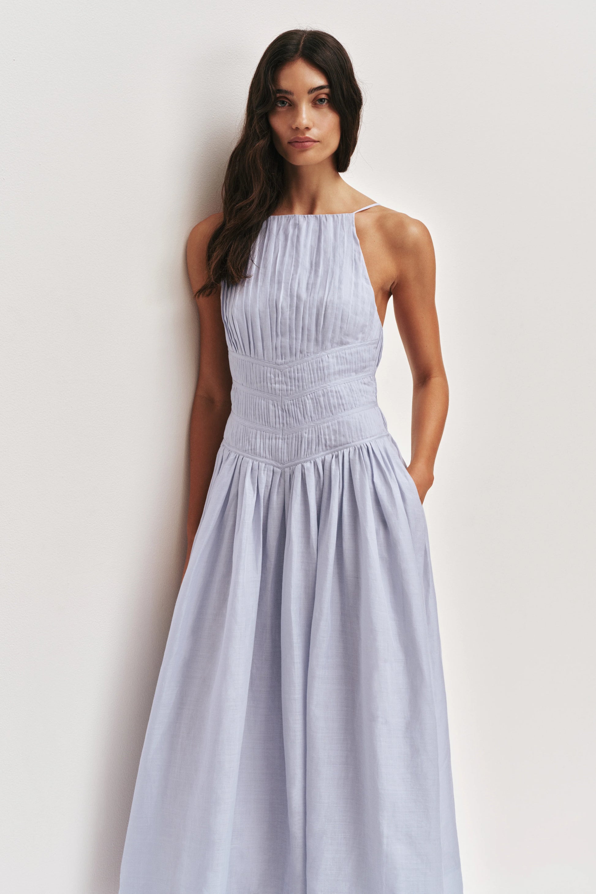 Helene Maxi Dress In Colour French Blue Size 6 - Women’s Designer Dresses