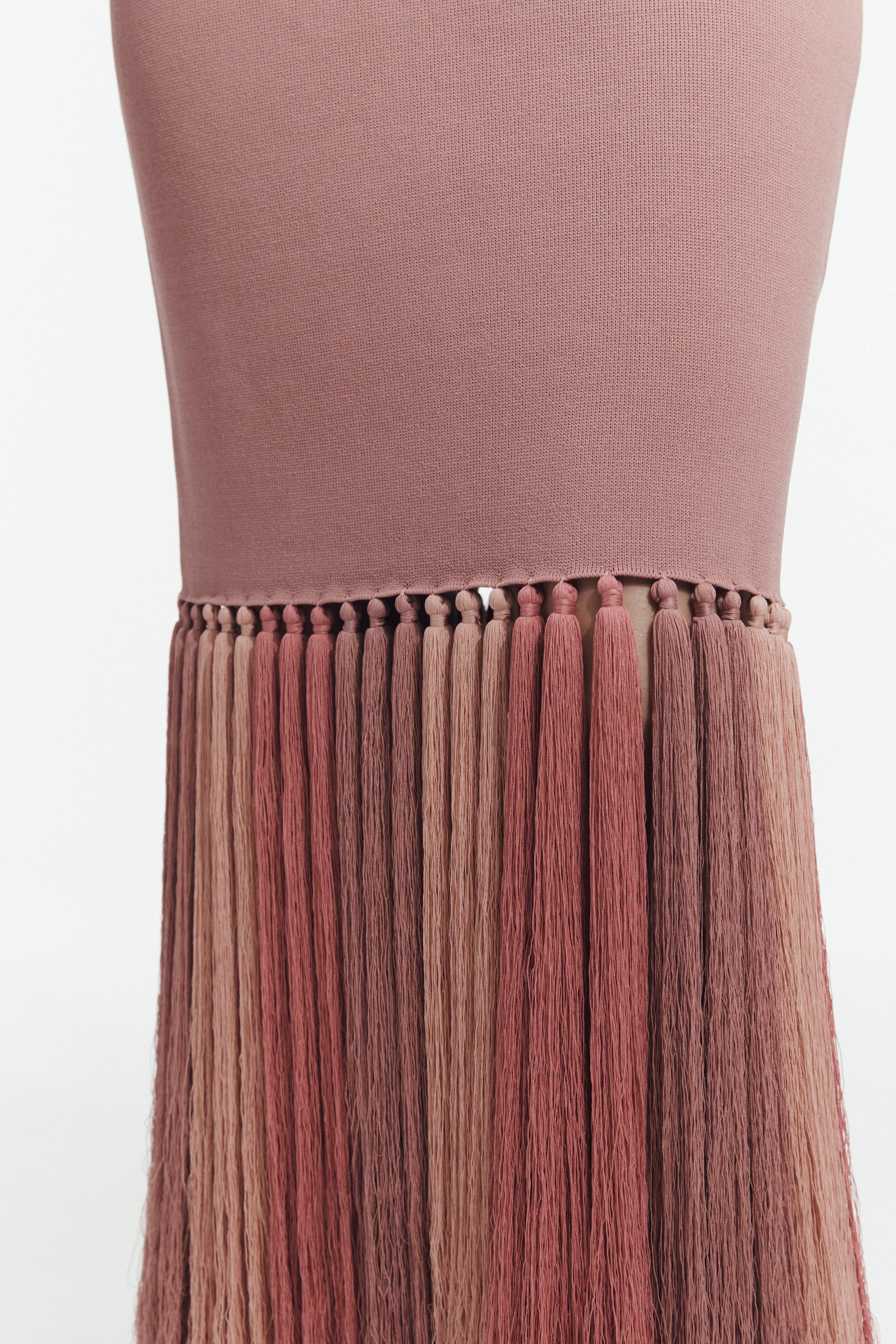 Sofina Knit Tassel Midi Dress in Dusty Rose