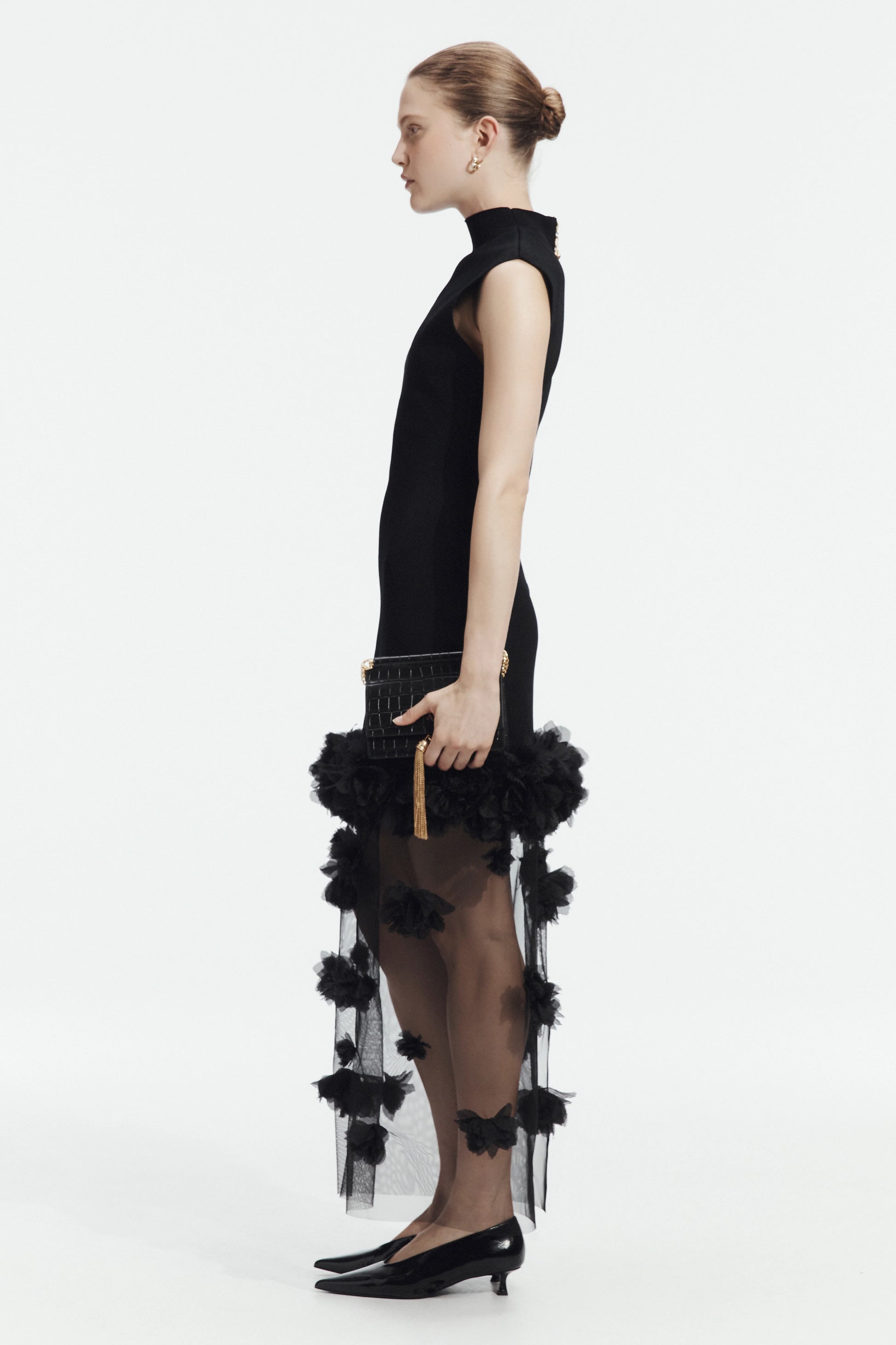 Fleura Knit Midi Dress in Black