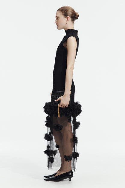 Fleura Knit Midi Dress in Black