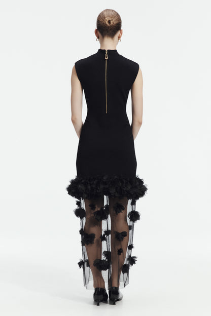 Fleura Knit Midi Dress in Black
