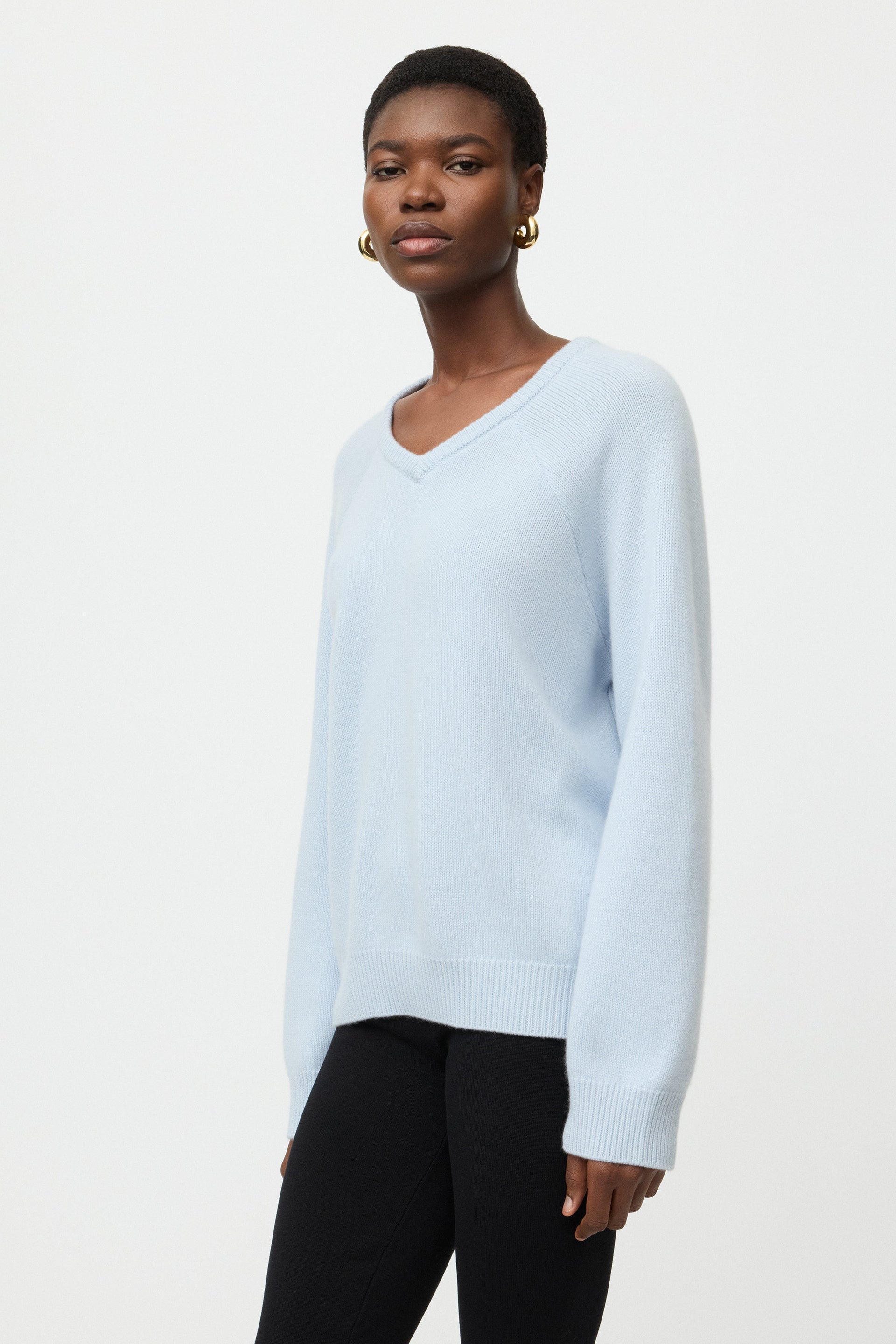 Oversized V-Neck in Ice Blue