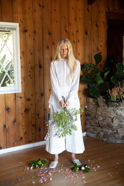 Sargent Emb Pants in Ivory