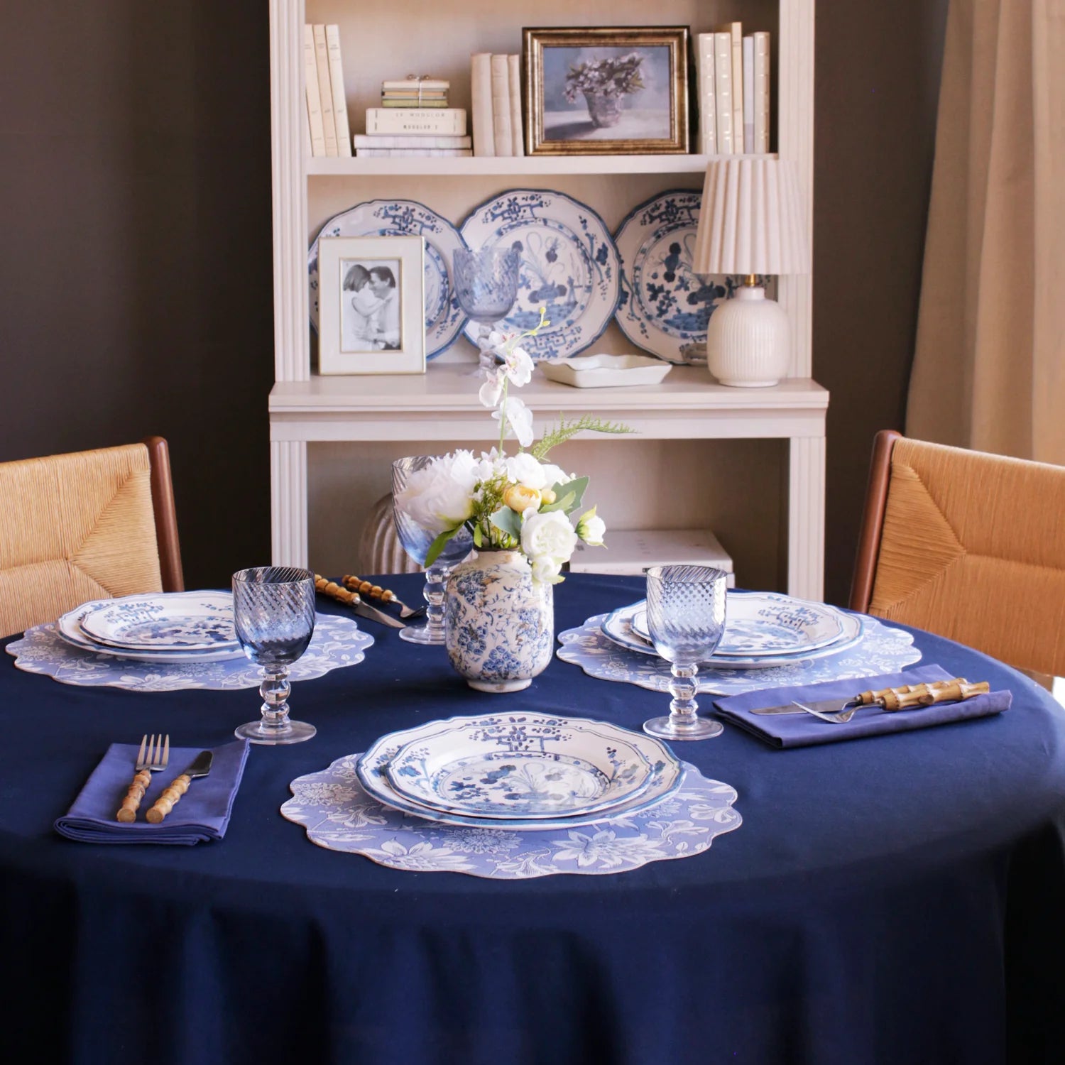 VIDA Faenza 9" Salad Plate Set of 4 White and Blue